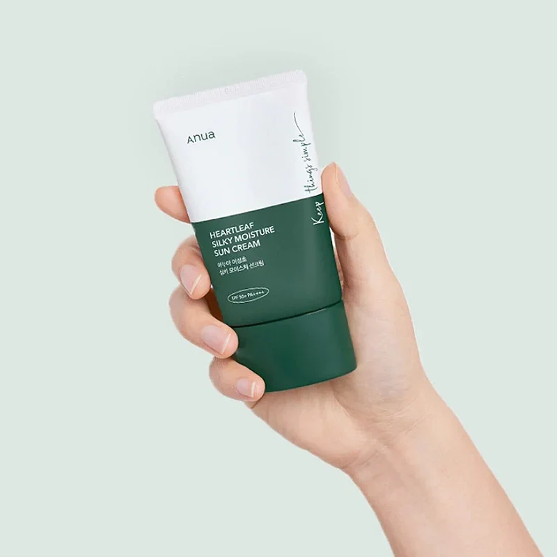 sdf ANUA HEARTLEAF SILKY MOISTURE SUN CREAM SPF 50+ 50ml - Imagen 2
