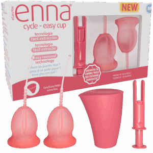 ENNA COPA MENSTRUAL EASY CUP PACK 2 UNIDADES + APLICADOR + ESTERILIZADOR TALLA S