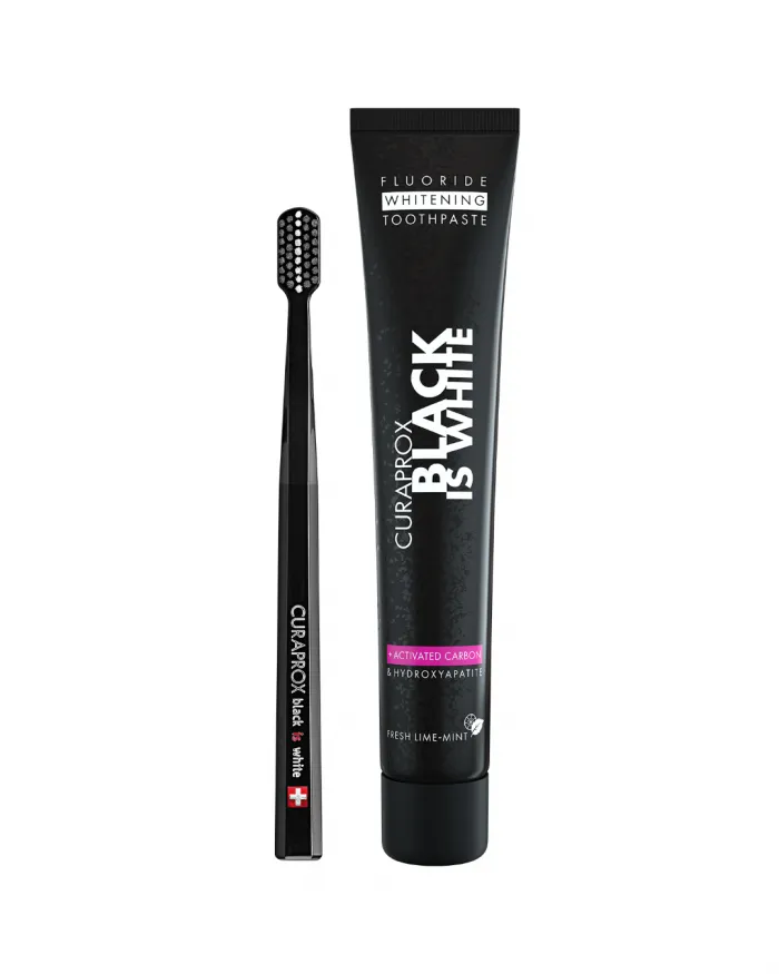 black-is-white-set-90-ml CURAPROX PASTA DE DIENTES BLACK IS WHITE 90ML + CEPILLO BLACK - Imagen 1