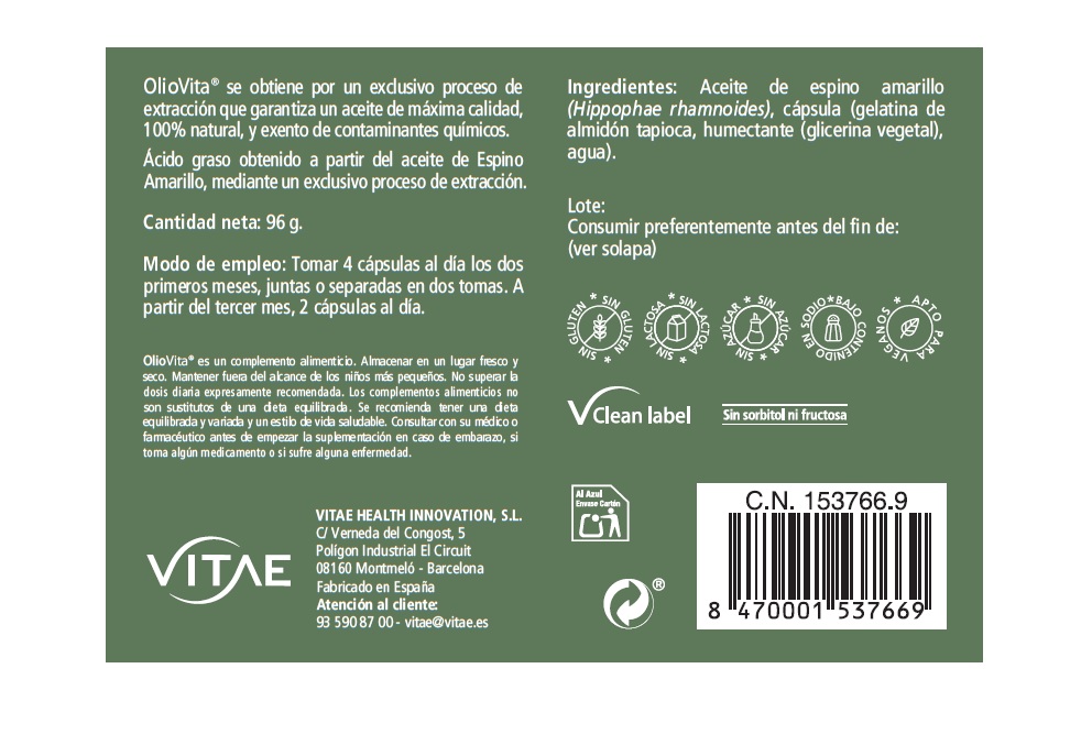 Oliovita 120_back Vitae Oliovita 120 cápsulas - Imagen 2